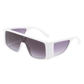 Lunettes de soleil oversize blanches avec verres dégradés violets et branches ajourées - Monture Blanche Verre Gris