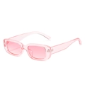 Pink jelly rectangle sunglasses for kids with transparent frames in a Y2K retro style - Pink Frame / Pink Lens