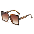 Übergroße quadratische Sonnenbrille in Schildpatt-Optik mit braunen Gläsern mit Farbverlauf - Leopard-Rahmen Braune Verlaufsgläser