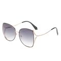 Fashionable women's polygon sunglasses with rose gold metal frames and gradient purple lenses - Gold Frame Double Grey
