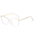 Monture de lunettes cat-eye en TR90 transparent avec branches dorées et verres anti-lumière - Montures transparentes normales (incl. TVA 13 %) / Style Chaud