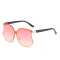 Überdimensionale randlose Sonnenbrille mit orangefarbenen Wellengläsern für Damen - Goldener Rahmen Rosa Gläser