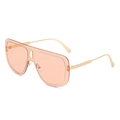Lunettes de soleil oversize à dessus plat avec verres orange et monture dorée - Monture Dorée Verre Thé Clair