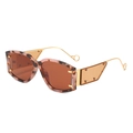 Oversized tortoise sunglasses with gold metal temples and brown tinted side shields - Leopard Frame / Tea Lens
