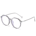 Fashionable grey translucent TR90 round glasses frames with metallic silver temples - Transparent Grey