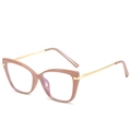 Lunettes œil-de-chat TR90 marron clair et doré avec verres anti-lumière bleue - Montures kaki normales (incl. TVA 13 %) / Style Chaud