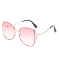 Chic rose gold cat-eye sunglasses with gradient pink lenses and slim metal frames - Gold Frame Double Pink