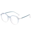 Stylish light blue transparent round TR90 glasses frame with durable metal hinges - Transparent Blue