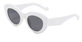 Retro-Sonnenbrille mit weißem Rundrahmen, dunkelgrauen Gläsern und dicken Bügeln - Weißer Rahmen Graue Gläser