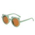 Mint green bear-eared round frame sunglasses with tinted lenses for children - Green Frame Tea Lens