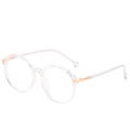 Transparent round TR90 glasses frame with elegant rose gold metal temple hinges - Transparent Frame