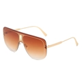 Lunettes de soleil surdimensionnées à verres dégradés thé avec monture dorée vintage - Monture Dorée Verres Ambrés Dégradés