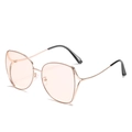 Fashionable rose gold polygonal metal sunglasses with light pink ocean lenses - Gold Frame Champagne