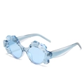 Retro Polygon Katzenaugen Sonnenbrille in hellblauem transparentem Kristalldesign - Blauer Rahmen / Blaue Gläser