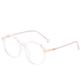 Lightweight TR90 round glasses frame in clear finish with rose gold metal temples - Clear with Pink Temples