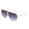 Lunettes de soleil oversize avec monture dorée et verres dégradés violets - Monture Dorée Verres Gris Dégradés