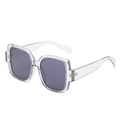 Square rhinestone sunglasses with transparent frame and dark grey lenses for women - One Size / Transparent Grey Frame Grey Lens