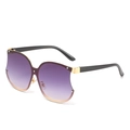 Lunettes de soleil oversize en forme de pomme avec verres dégradés violets et branches or - Monture Dorée Verres Gris Dégradés