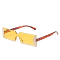 Rectangular rimless sunglasses with yellow lenses and tortoiseshell patterned temples - Leopard Frame Yellow Lens