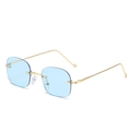 Frameless oversized sunglasses with light blue lenses and slim golden metal frame - Gold Frame Blue Lenses