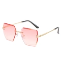 Fashion rimless square sunglasses with pink gradient hexagonal lenses and golden metal frames - Gold Frame Gradient Pink