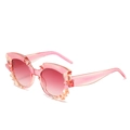 Pink gradient polygon cat eye sunglasses with crystal cut geometric frames for women - Pink Frame / Pink Lens