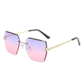Frameless geometric sunglasses with purple pink gradient lenses and gold metal frame - Gold Frame Gradient Blue Pink Lens