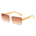 Retro rimless square sunglasses with gradient brown lenses and orange temple arms - Orange Frame Tea Lens