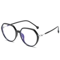 Montatura per occhiali TR90 nero lucido anti-luce blu con elegante forma poligonale oversize - Montatura Nero Argento Lucido