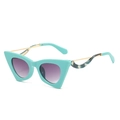 Lunettes de soleil œil de chat monture bleu tiffany et verres dégradés violets - En stock / Standard - Monture verte et verres gris