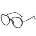 Montatura occhiali nera a poligono in TR90 con cerniere in metallo oro rosa - Nero Opaco Oro
