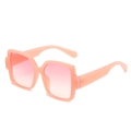 Fashionable oversized square rhinestone sunglasses in soft coral pink with gradient lenses - One Size / Pink Frame Dual Pink Lens