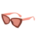 Cat-eye sunglasses with reddish-brown frame and pink temples in a stylish jelly color finish - Red Frame Red Lens