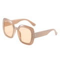 Lunettes de soleil carrées roses à paillettes avec verres orange transparents - Monture Thé Verres Thé Clair