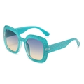 Lunettes de soleil carrées oversize avec monture pailletée sarcelle et verres dégradés - Monture Verte Verres Bleu Jaune