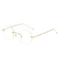 Minimalist rimless gold metal glasses frame with square lenses and modern design - Gold Frame Clear Lens