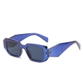 Square sunglasses with transparent blue frames and dark grey lenses in a retro design - Transparent Blue Frame Gray Lens