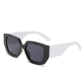 Retro square wide-leg sunglasses with bold black front frame and white temples - White Leg Black Frame Black Lens