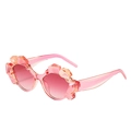 Pink polygon crystal frame sunglasses with gradient pink lenses and cat eye style - Pink Frame / Pink Lens