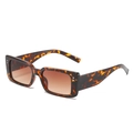 Modische Rechteck-Sonnenbrille mit Leoparden-Schildpatt-Rahmen und braunem Farbverlauf - Neuer Stil / Standard (inkl. 13 % MwSt.) Leopard-Gestell & Doppel-Teegläser