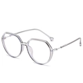 Modern TR90 oversized polygon glasses frame in transparent light grey finish - Transparent Grey
