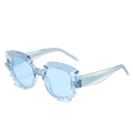 Retro polygon cat eye sunglasses with light blue translucent geometric frames - Blue Frame / Blue Lens