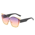 Cat eye zonnebril met paars-geel verloop glazen en gouden kant holle decoratie - Zwarte Poten Paars-Roze Lenzen