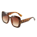 Übergroße quadratische Sonnenbrille mit modischem Schildpatt-Rahmen und braunem Farbverlauf - Leopard-Rahmen Braune Verlaufsgläser