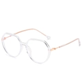 Transparent polygon TR90 frame eyeglasses with rose gold metal temples and anti-blue light - Transparent Frame