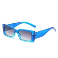 Retro-Sonnenbrille mit rechteckigem blauem Transparentrahmen und lila Verlaufsgläsern - Neuer Stil / Standard (Inkl. 13 % MwSt.) Blauer Rahmen / Doppelgraue Gläser