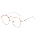 TR90 rose gold metal square glasses frames for women with anti-blue light lenses - Pink with Transparent Tips