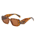Retro tortoise shell square sunglasses with thick frames and dark brown lenses - Leopard Frame Brown Lens