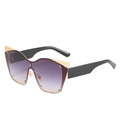 Oversized cat-eye sunglasses with purple gradient lenses and golden floral lace trim - Black Frame Double Grey Lens