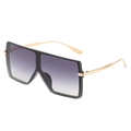 Oversize quadratische Sonnenbrille mit schwarzem Rahmen und goldenen Metallbügeln - Schwarzer Rahmen Doppelt Graue Linse